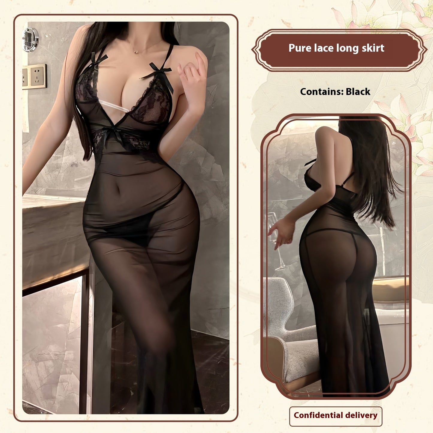 Vestido sexy de malla transparente