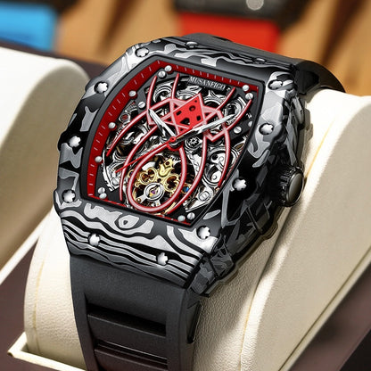 Reloj deportivo calado, automático, mecánico, luminoso, con forma de barril.