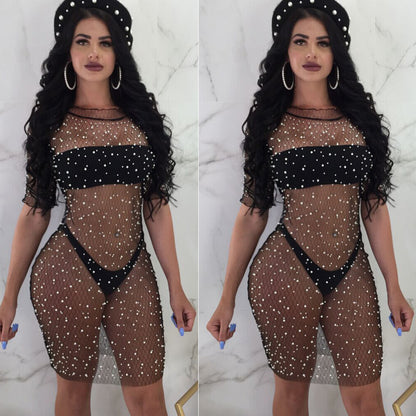 Vestido sexy de diamantes de cuadrícula