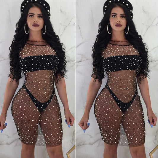 Vestido sexy de diamantes de cuadrícula