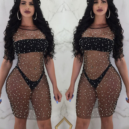 Vestido sexy de diamantes de cuadrícula