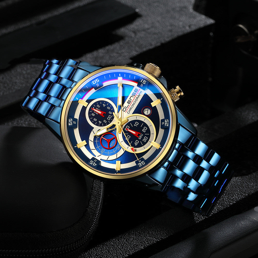 Reloj deportivo multifunción de cuarzo y acero inoxidable