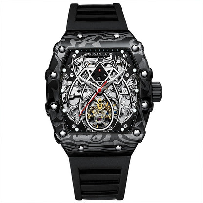 Reloj deportivo calado, automático, mecánico, luminoso, con forma de barril.