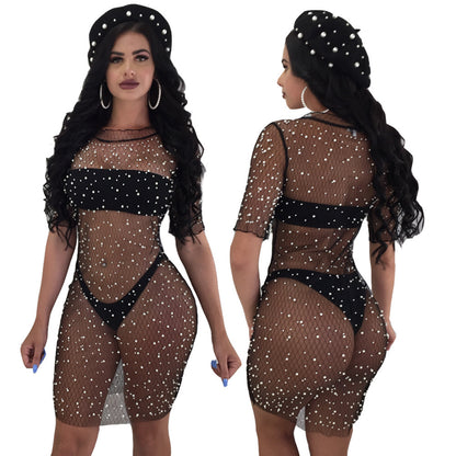 Vestido sexy de diamantes de cuadrícula