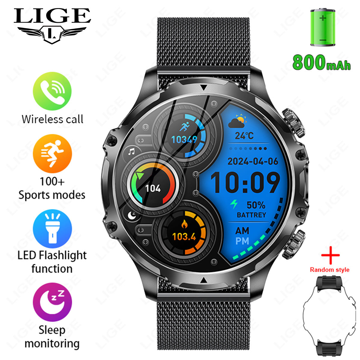 Reloj inteligente AK75 con llamadas Bluetooth