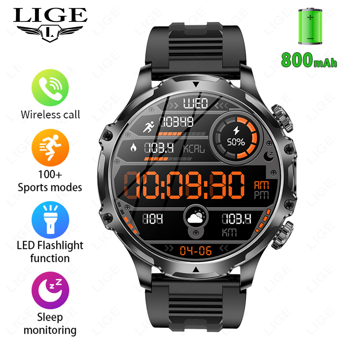 Reloj inteligente AK75 con llamadas Bluetooth