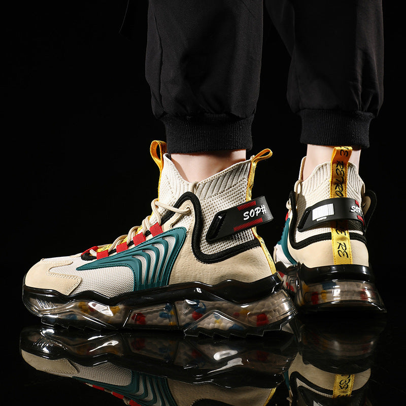 Zapatos de hombre, de caña alta, con suela gruesa y transpirables, estilo casual
