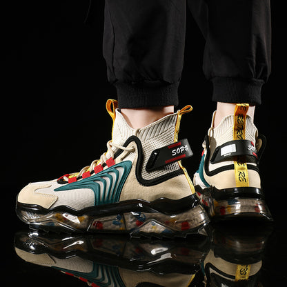Zapatos de hombre, de caña alta, con suela gruesa y transpirables, estilo casual