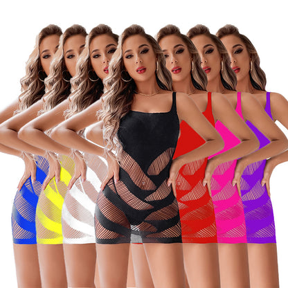 Vestido de tubo a rayas horizontales ajustada con tirantes