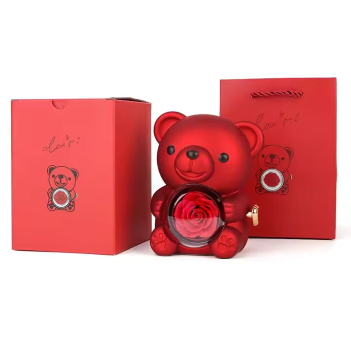 Osito Joyero con Rosa Eterna Día de la Madre
