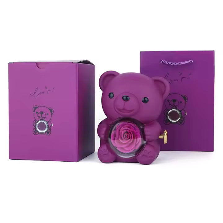 Osito Joyero con Rosa Eterna Día de la Madre
