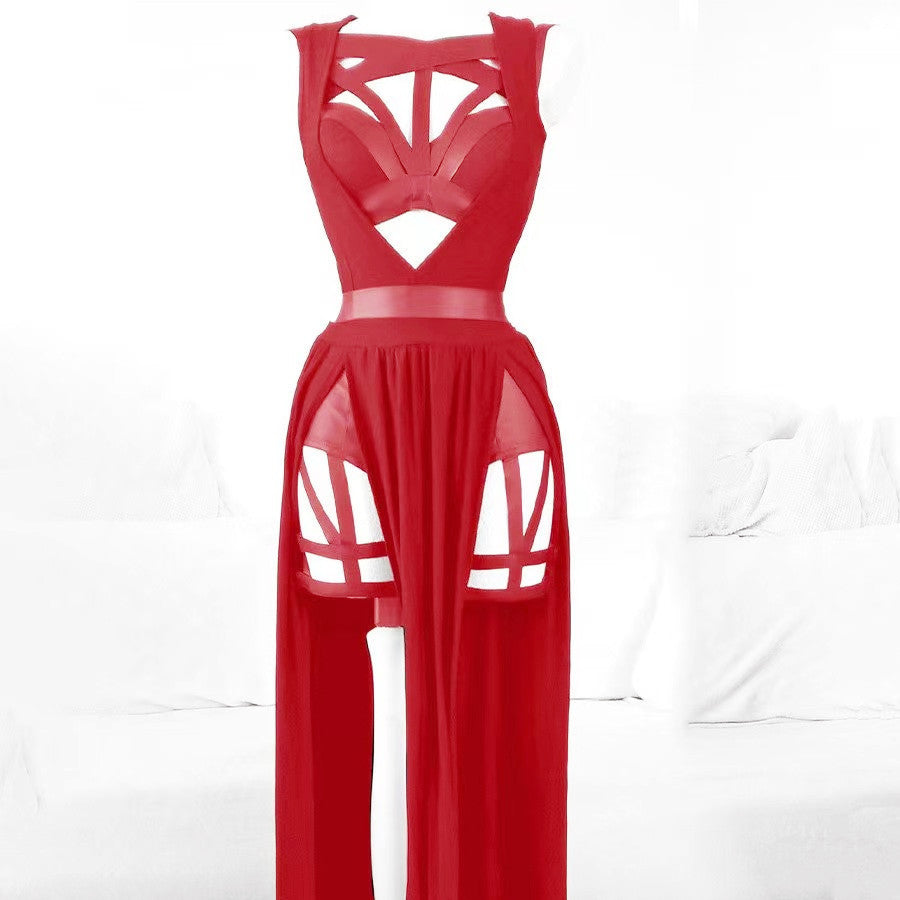 Vestido sexy con encaje y almohadilla para el pecho.