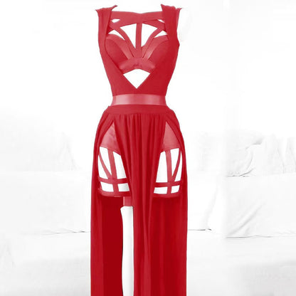 Vestido sexy con encaje y almohadilla para el pecho.