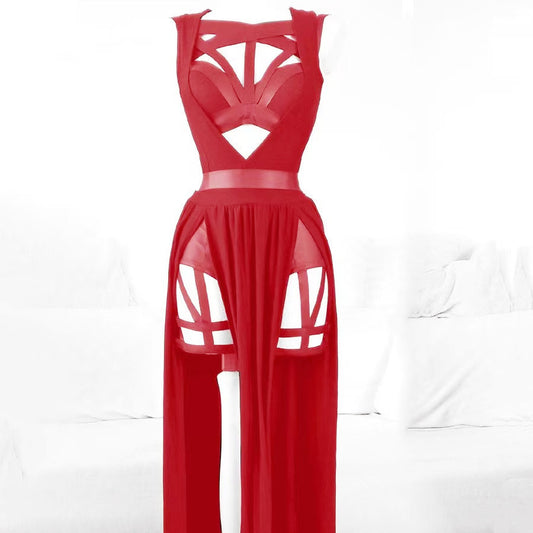 Vestido sexy con encaje y almohadilla para el pecho.