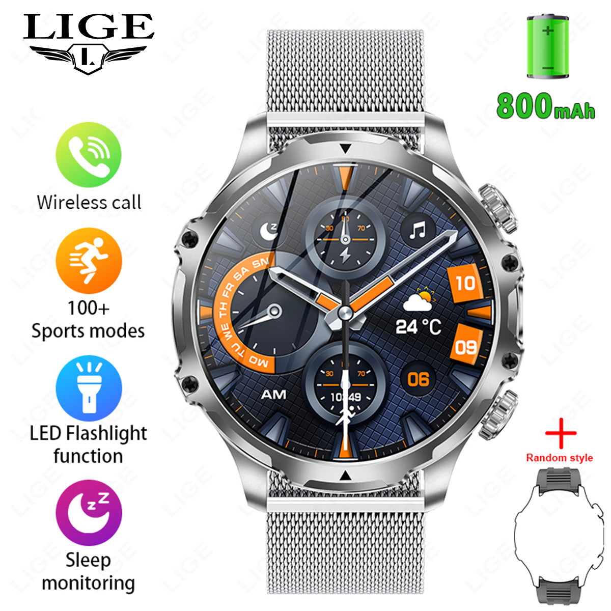 Reloj inteligente AK75 con llamadas Bluetooth