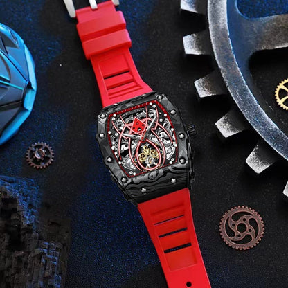 Reloj deportivo calado, automático, mecánico, luminoso, con forma de barril.