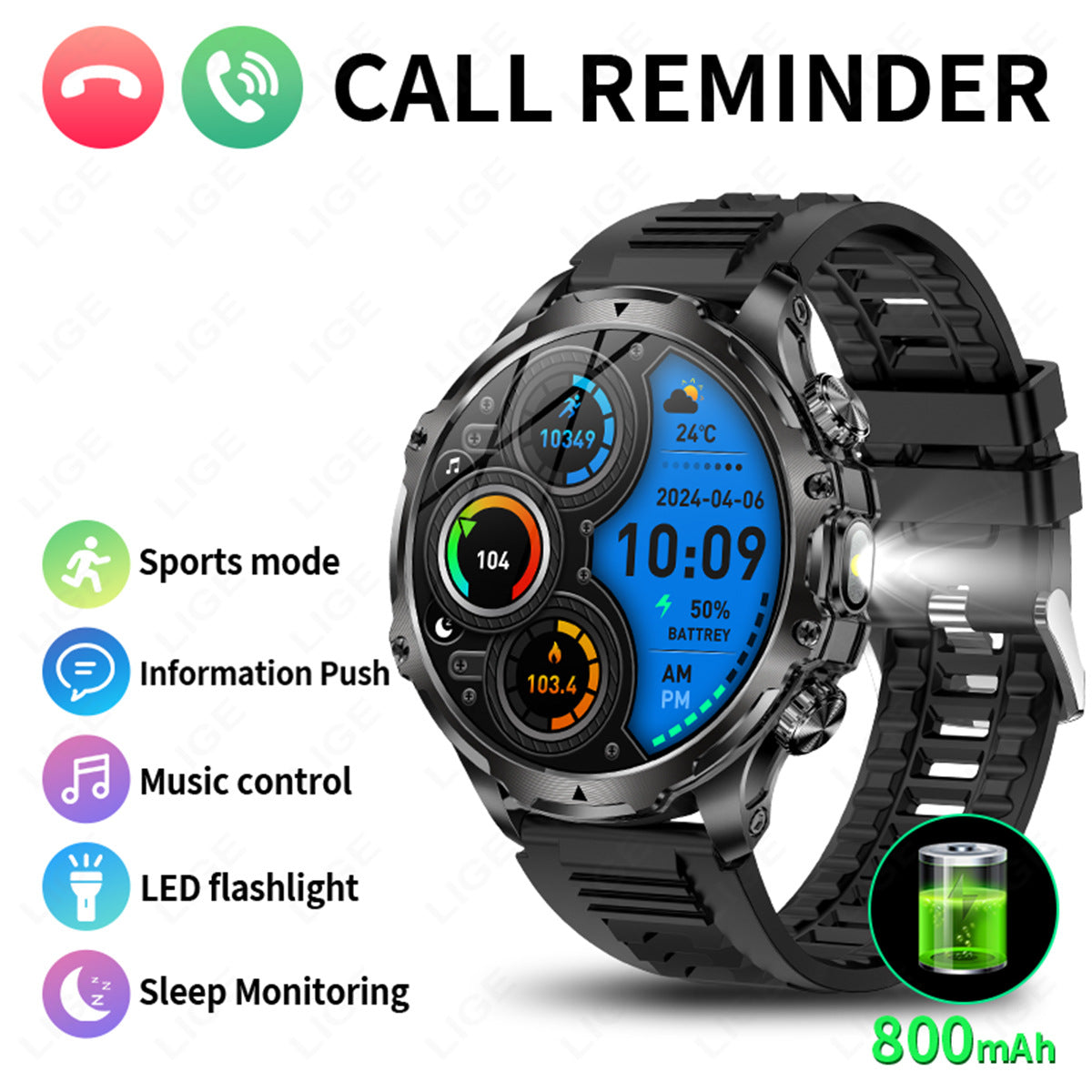 Reloj inteligente AK75 con llamadas Bluetooth