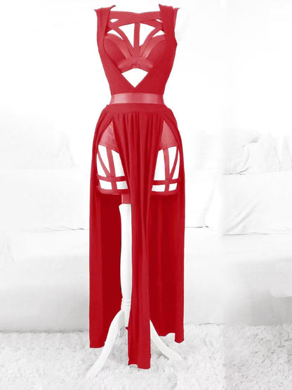 Vestido sexy con encaje y almohadilla para el pecho.